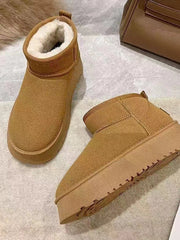 Women's Short Winter Boots | Faux Suede Sherpa Lined Ankle Boots | Warm Comfortable Anti-Slip Sole