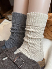 Women's Warm Cable Knit Mid-Calf Fleece Lined Socks