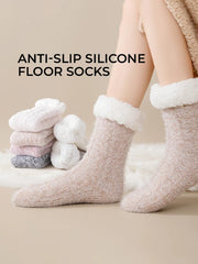 Non-slip mink fur women's home socks