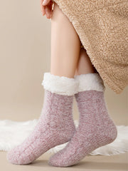 Non-slip mink fur women's home socks