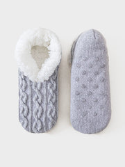 Women's fleece-lined non-slip floor socks