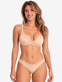 Women's Unlined Lace Plunge Bra – Deep V Balconette Underwire Demi Bra