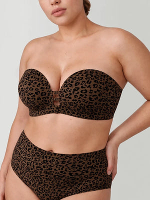 Plus-Size Women's Strapless Double Front Clasp Push-Up Bra (Fits D/DD/F Cups)