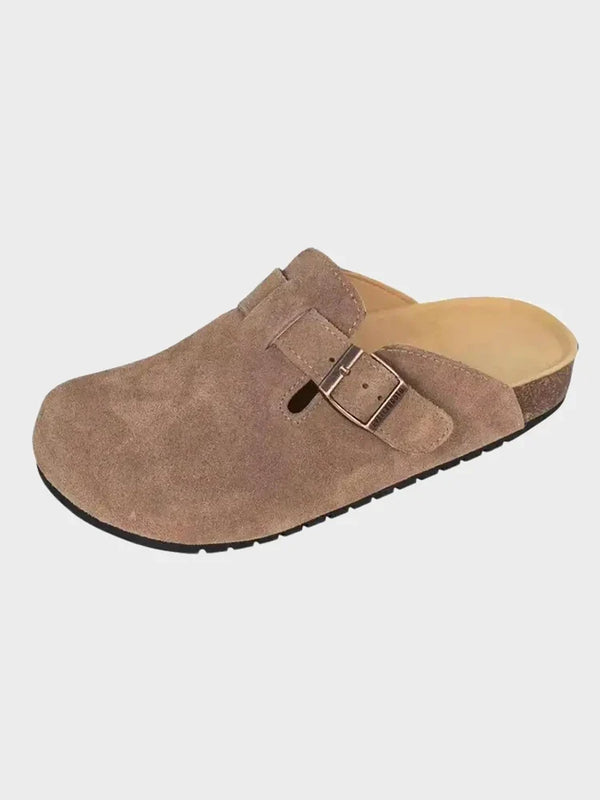 Unisex Suede Cork Clogs – Arch Support Buckle Slip-Ons