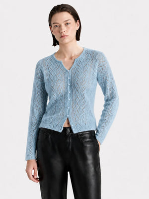 Cashmere-Silk Openwork V-Neck Sweater