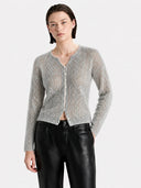 Cashmere-Silk Openwork V-Neck Sweater