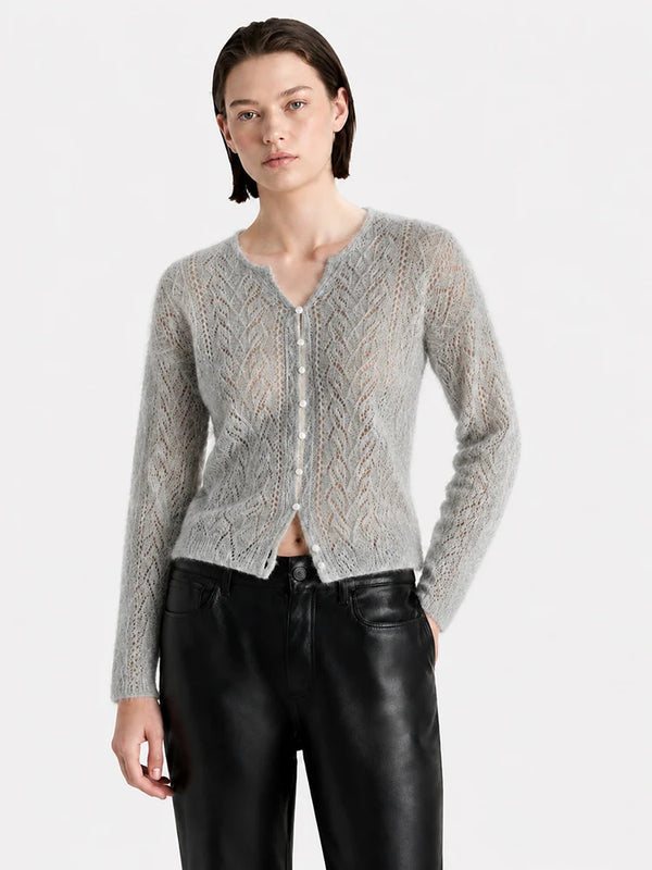 Cashmere-Silk Openwork V-Neck Sweater
