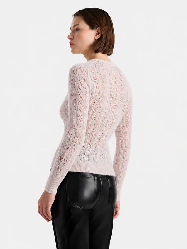 Cashmere-Silk Openwork V-Neck Sweater