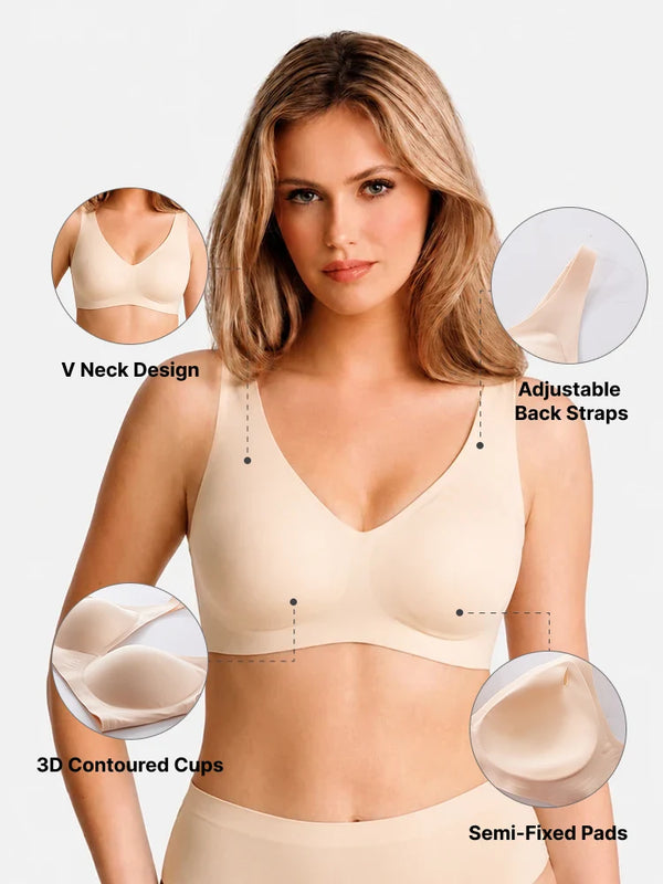 Wireless Comfortable  Push-Up Deep V Seamless Jelly Bra