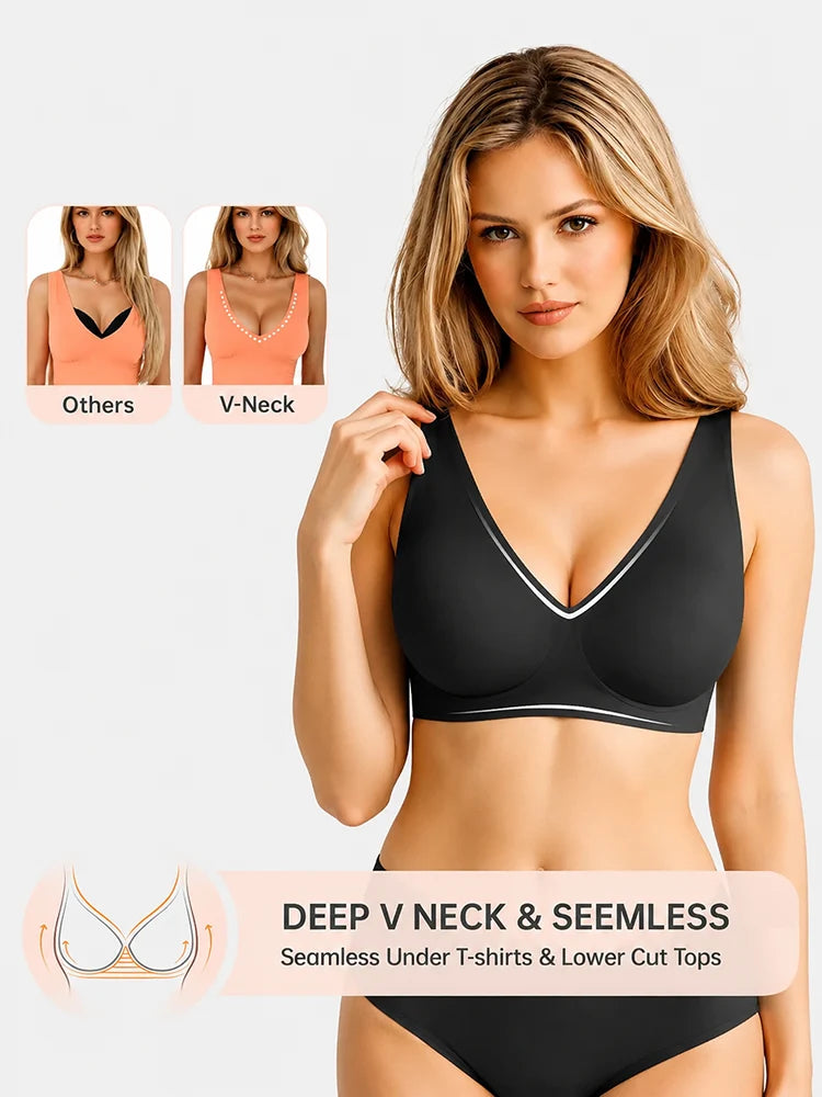 Wireless Comfortable  Push-Up Deep V Seamless Jelly Bra