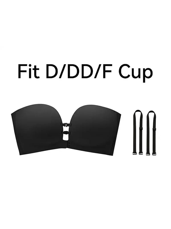 Plus-Size Women's Strapless Double Front Clasp Push-Up Bra (Fits D/DD/F Cups)