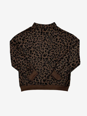 Oversized Leopard Half Zip Drop Shoulder Sweatshirt