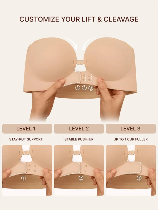 Women's Strapless Front Closure Push-Up Bra
