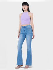 Women's Retro Flare Jeans - Distressed High Waisted Bootcut Bell Bottoms, Slim Fit Stretch Denim Pants