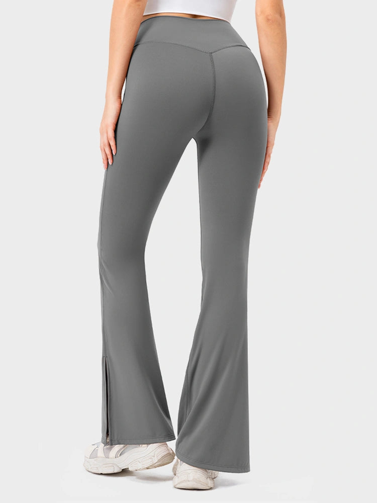 Womens Flare Leggings with Slit Hem High Waist Bootcut Yoga Pants Workout Tummy Control Flared