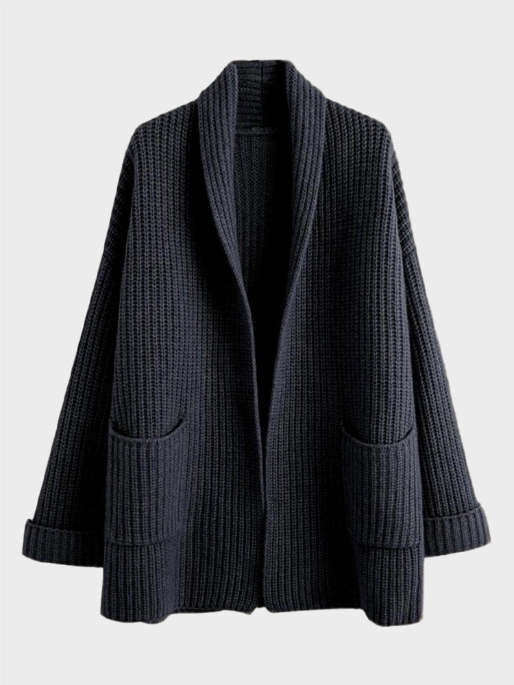 Women's  Open Front Oversized Button V Neck Loose Soft Knit Cardigan Outwear