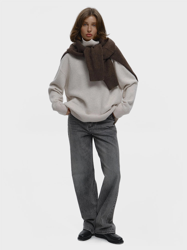 Women's Turtleneck Sweaters Loose Fit Fall Winter Pullover Jumper Tops