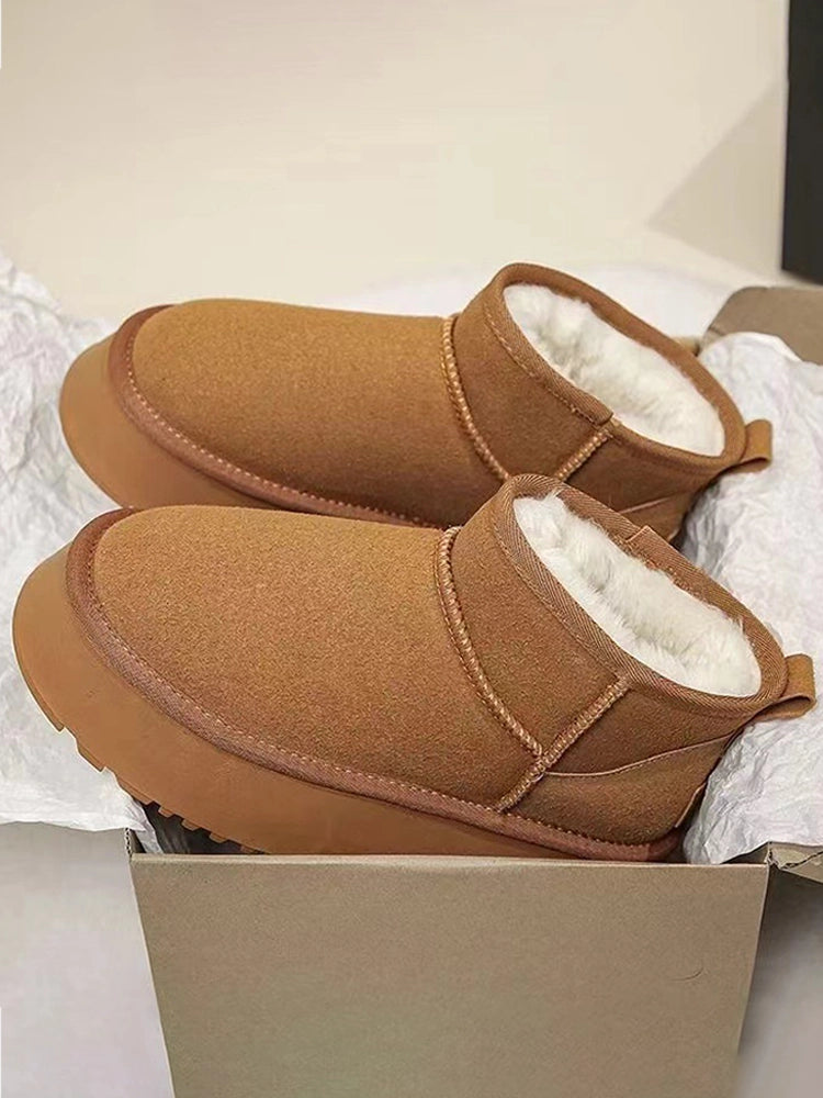 Women's Short Winter Boots | Faux Suede Sherpa Lined Ankle Boots | Warm Comfortable Anti-Slip Sole