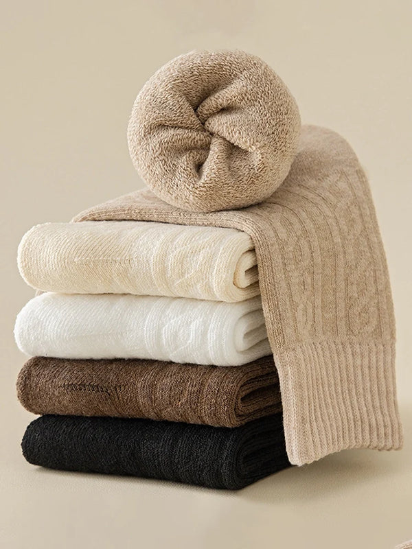 5-Pack Women's Cozy Thick Lining Warm Mid-Calf Socks