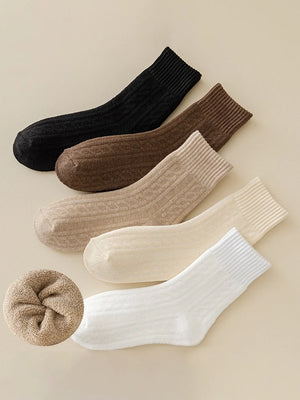 5-Pack Women's Cozy Thick Lining Warm Mid-Calf Socks