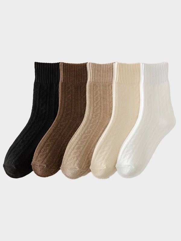 5-Pack Women's Cozy Thick Lining Warm Mid-Calf Socks