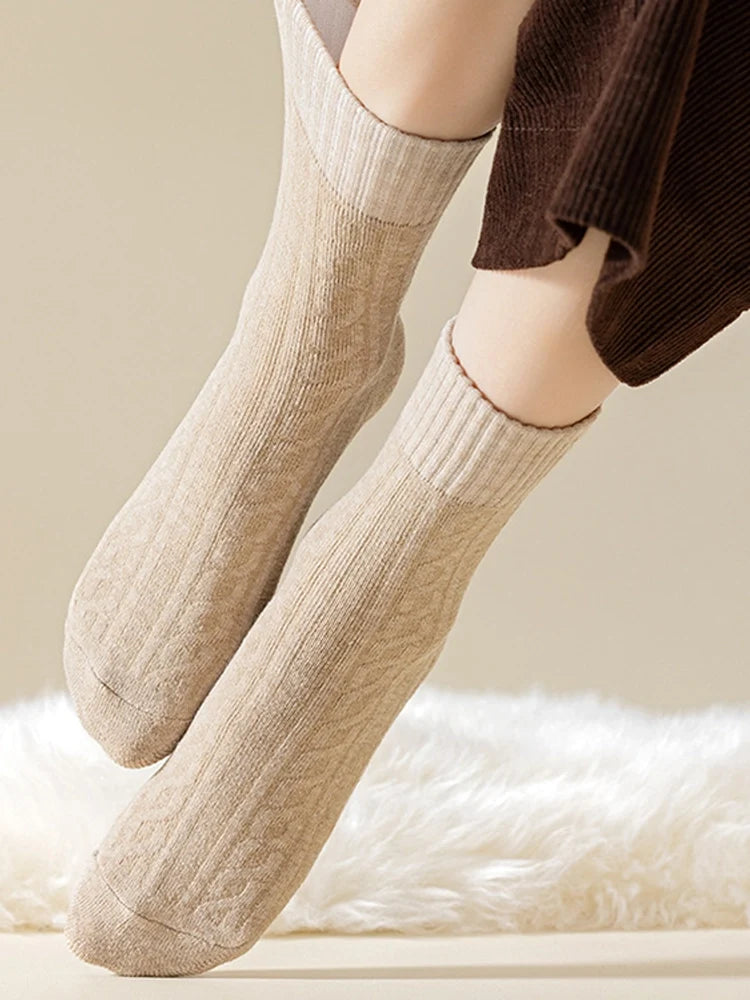 5-Pack Women's Cozy Thick Lining Warm Mid-Calf Socks