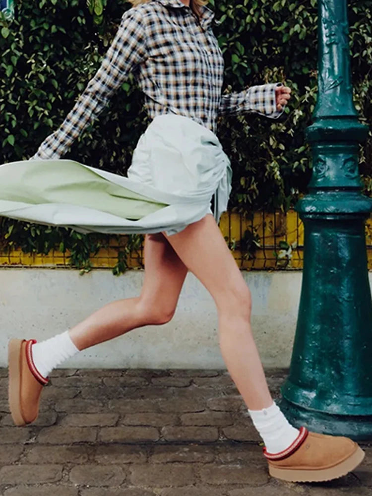 Women's Braided Leather Outdoor Suede Slippers