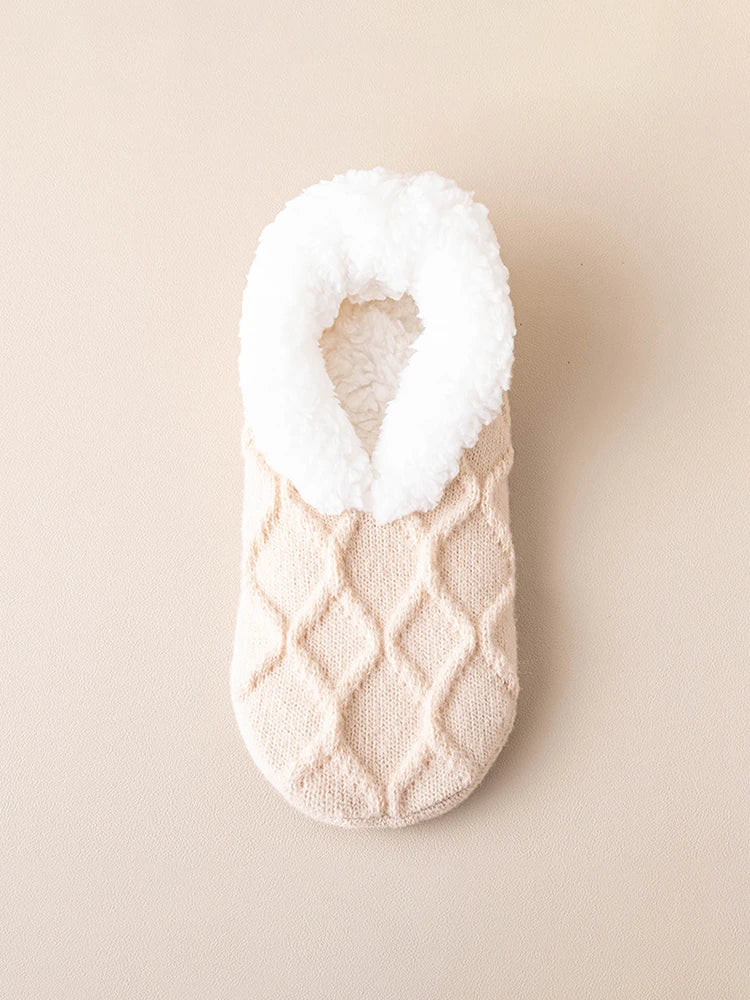 Womens Thick  Lined Non-Slip Socks Indoor Floor