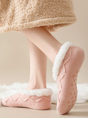 Womens Thick  Lined Non-Slip Socks Indoor Floor