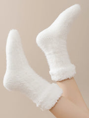 Non-slip mink fur women's home socks