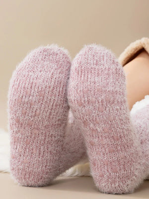 Non-slip mink fur women's home socks