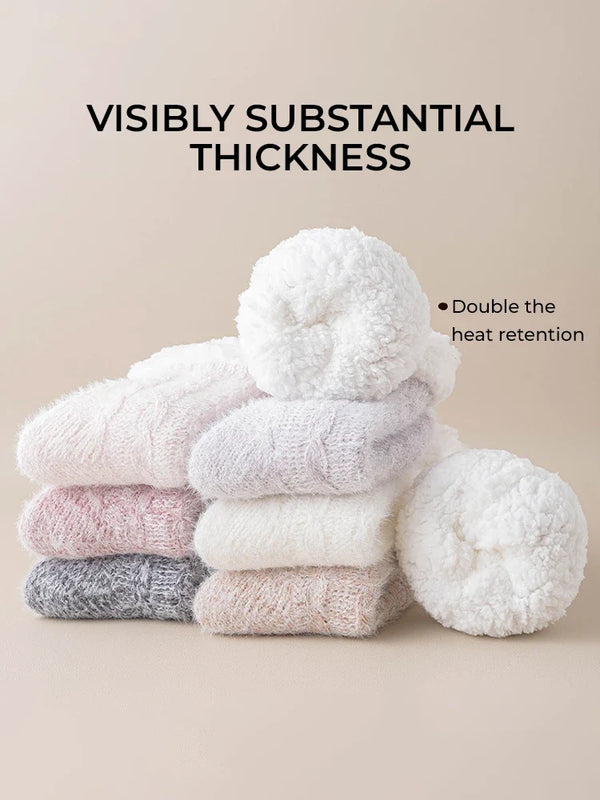 Non-slip mink fur women's home socks