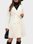 Wool Coat with Pearl Button Decoration