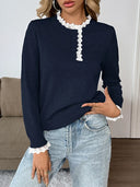 Women's Fall Sweaters Lace Peplum Cozy Sweater Pullover
