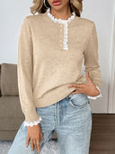 Women's Fall Sweaters Lace Peplum Cozy Sweater Pullover