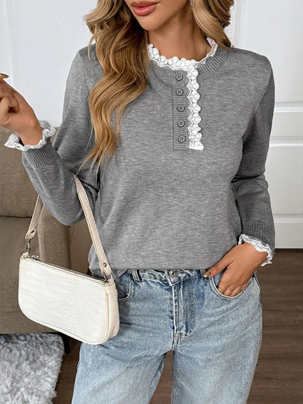Women's Fall Sweaters Lace Peplum Cozy Sweater Pullover