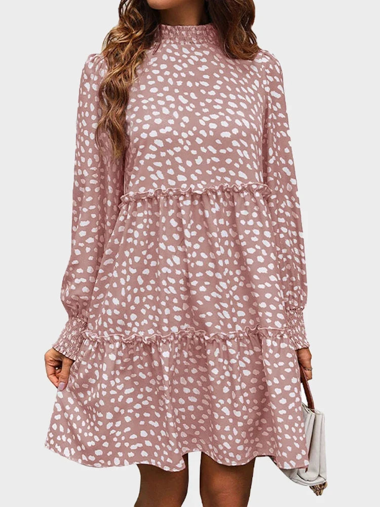 Leopard Print Long-Sleeve Dress