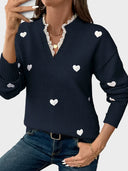 Women’s V-Neck Heart Knit Sweater