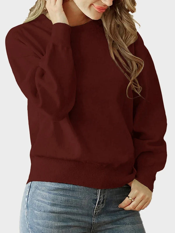 Women's Heart Print Crew Neck Sweater