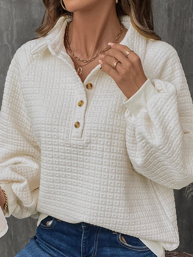 Women's Collared Long Sleeve V-Neck Polo Shirts  Pullover Tops