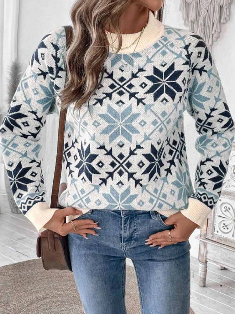 Women’s Snowflake Christmas Sweater Knitted Pullover Sweaters