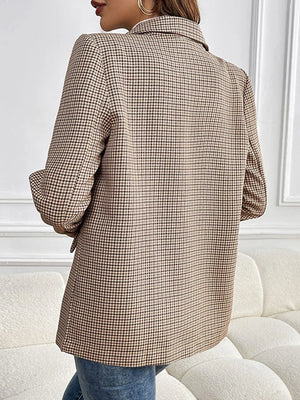 Women's Plaid Houndstooth Blazer Jacket