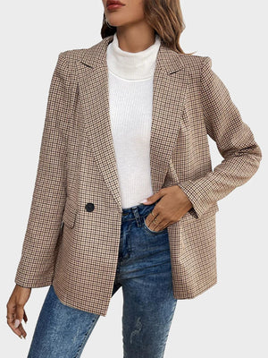 Women's Plaid Houndstooth Blazer Jacket