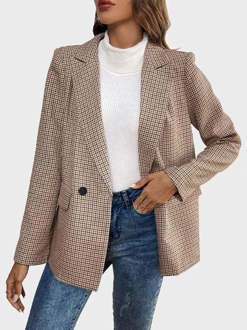 Women's Plaid Houndstooth Blazer Jacket