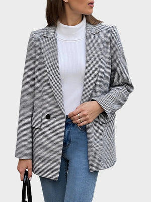 Women's Plaid Houndstooth Blazer Jacket