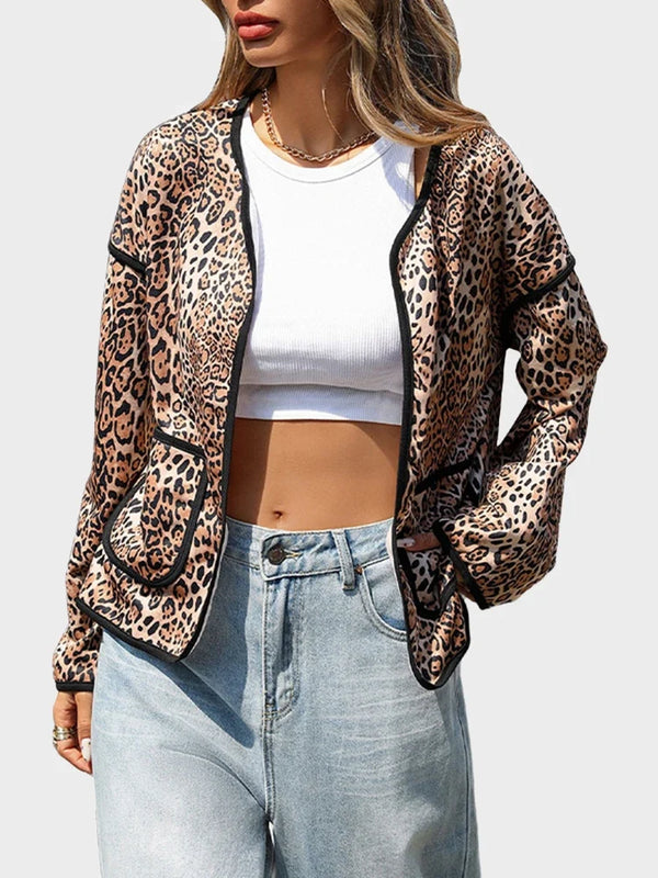 Women's Leopard Cardigan Sweater V Neck Cardigan