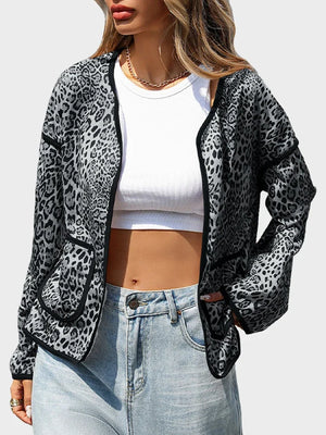 Women's Leopard Cardigan Sweater V Neck Cardigan