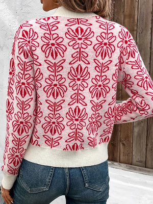 Women's  Floral Print Turtleneck Sweater