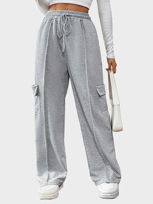 Women Casual Baggy Stretchy High Waisted Wide Leg