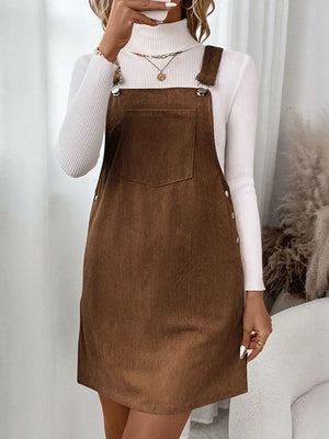 Women's Cute Corduroy Overall Bib Pinafore Suspender Dress